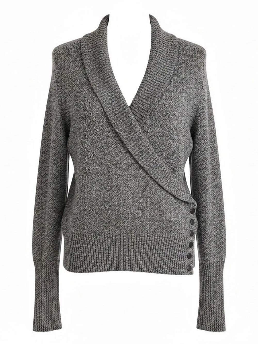 dressbarn Wrap Cardigan in Gray & Black Size Small Like New